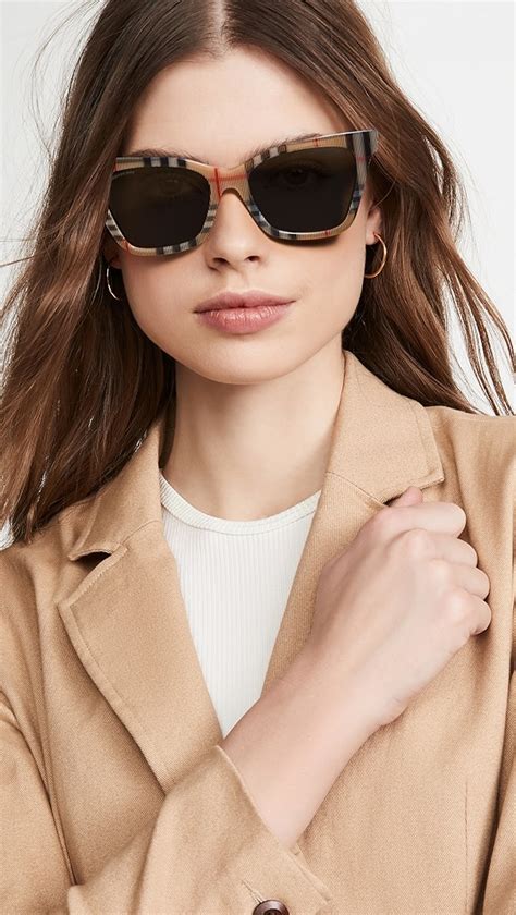 burberry vintage check flat top sunglasses face|Burberry Women's Elsa Vintage Check Sunglasses .